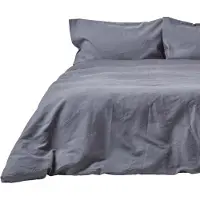 Homescapes Leinen Bettwäsche Set Anthrazit, 230 x 220 cm