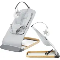 Moby-System Verstellbare Babywippe mit Spielbogen – Leinenstoff - grau