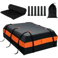 Costway 50 L Dachbox für Auto, wasserdichter Dachkoffer mit 10 breite Gurte & 6 Türhaken & Anti-Rutsch Matte & Tragetasche, Faltbare Gepäckbox für alle Fahrzeuge mit/ohne Gepäckträger, Schwarz