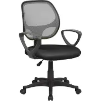Dmora Bürostuhl Ddjidj, Mesh-Arbeitsstuhl mit Armlehnen, Ergonomischer Bürositz, 56x57h88/100 cm, Schwarz und Grau