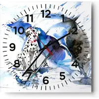 ARTTOR Wanduhr - Quadrat - Glasuhr - Hund Regenschirm Regen Wetter - 30x30cm - Schleichendes Uhrwerk - Lautlos - zum Aufhängen bereit - Dekoration Modern - Wanddekoration aus Glas - C4AC30x30-3044