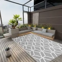 vidaXL Möbel Outdoor-Teppich ARAKIL Grau 140x200 cm PP - Outdoorteppiche &41070