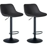 DELUKE 2er Set Barhocker HODOR - Samt Schwarz 43x49x79 cm | Barstuhl Höhenverstellbar Mit Lehne Drehbar Tresenhocker Tresenstuhl Kneipenhocker Kneipenstuhl