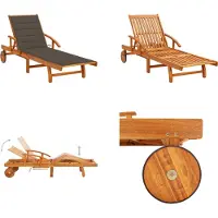 vidaXL Sonnenliege mit Auflage Akazie Massivholz - Sonnenliege - Sonnenliegen - Holz-Sonnenliege - Holz-Sonnenliegen