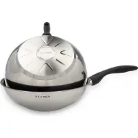 KLAMER Edelstahl-Wok 28cm, antihaftbeschichtete Induktions-Pfanne, mit hohem Rand, Premium Beschichtung, hochwertiger Profi-Wok