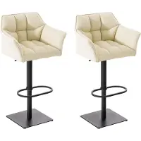 CLP 2er Set Barhocker Damaso Kunstleder drehbar und höhenverstellbar creme Gestell Farbe schwarz