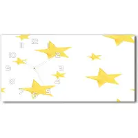 Tulup Wanduhr aus Glas – 60x30 cm - Glasbild - Glasuhr - Gehärtetes Glas - weisse-zeiger - Gelber Stern