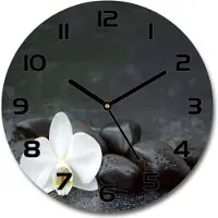 Tulup Wanduhr aus Glas 30fi Glasbild Glasuhr Gehärtetes Glas - schwarze-zeiger - Orchid