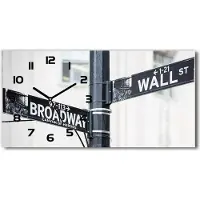 Tulup Wanduhr aus Glas – 60x30 cm - Glasbild - Glasuhr - Gehärtetes Glas - schwarze-zeiger - Wall street sign
