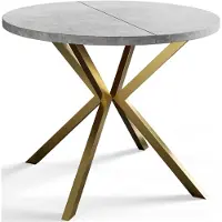 Alpi Möbel Alpi Moebel, Runder Esstisch Loft Liten, Modern Ausziehbarer Tisch 100-180 cm, Hellgrau mit Gold Metallbeinen
