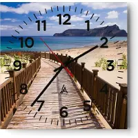 ARTTOR Wanduhr - Quadrat - Glasuhr - Ozean Strand Sand Ufer - 40x40cm - Schleichendes Uhrwerk - Lautlos - zum Aufhängen bereit - Dekoration Modern - Wanddekoration aus Glas - C4AC40x40-2544
