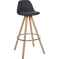 DELUKE Barhocker PALMA - Dunkelgrau, Stoff, Braun | Barhocker mit Lehne Barstuhl Tresenhocker Tresenstuhl Kneipenhocker Kneipenstuhl