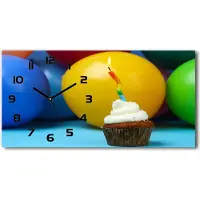 Tulup Wanduhr aus Glas – 60x30 cm - Glasbild - Glasuhr - Gehärtetes Glas - schwarze-zeiger - Geburtstag Cupcake