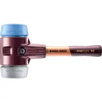 HALDER SIMPLEX Schonhammer Ø 80 mm TPE-mid grau / TPE-soft blau mit extra kurzem Stiel und Termpergussgehäuse