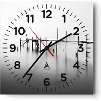 ARTTOR Wanduhr - Quadrat - Glasuhr - Meer Brücke Wasser - 40x40cm - Schleichendes Uhrwerk - Lautlos - zum Aufhängen bereit - Dekoration Modern - Wanddekoration aus Glas - C4AC40x40-3727