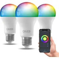 Calex Smart LED Lampe, E27, A60, RGB-Farben & kalt- bis warmweiß Licht, dimmbar, WLAN App- & Sprachsteuerung, 3er Pack