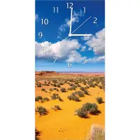 Wallario Design Wanduhr Wüste in Arizona - blauer Himmel mit Wolken I aus Echtglas, Größe 30 x 60 cm