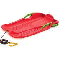 Prosperplast Bobschlitten Bob Schlitten Rodel Schneegleiter Bremshebel Zugseil Kinder Schnee ROT