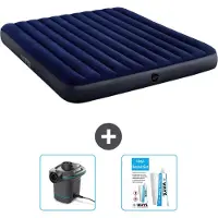 Intex Luftbett – 2 Personen – 183 x 203 x 25 cm – Blau – im Lieferumfang enthalten Pumpe en Reperaturset
