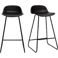 Miliboo - Design-Barhocker schwarz H65 cm (2er-Satz) ELLA