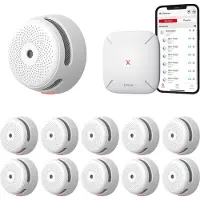 X-Sense Link+ Pro Intelligentes Rauchmelder-Bündel - 10 XS01-M Rauchmelders und SBS50 Basisstation - Funktioniert über App - WiFi - Funkverbindung