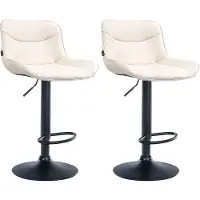 DELUKE Barhocker 2er Set TAMPA - Creme, Kunstleder, Schwarz | Barhocker mit Lehne Barstuhl Tresenhocker Tresenstuhl Kneipenhocker Kneipenstuhl