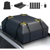Costway 400L Dachbox für Auto, Dachkoffer wasserdicht mit 6 Türhaken, Zahlenschloss, Rutschfester Matte & Tragetasche, Faltbare Dachtasche Gepäckbox für Autos, Vans, SUVs (Schwarz, 400L)