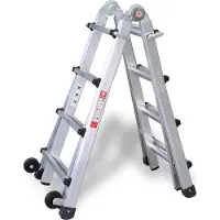 Euroline Premium 31621 Vario-Klappleiter mit Rollen 4x6 Sprossen