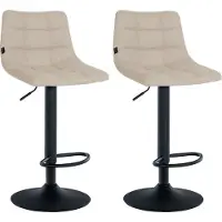 DELUKE Barhocker 2er Set DUBAI - Creme, Stoff, Schwarz | Barhocker mit Lehne Barstuhl Tresenhocker Tresenstuhl Kneipenhocker Kneipenstuhl