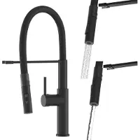 Granitan | Küchenarmatur Soria - Schwarz - Höhe 470 mm - Flexibler Auslauf - Ausziehbare Küchenarmatur