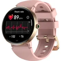 Lixada Drahtlose Anrufe Damen Smartwatch 1,2 Zoll AMOLED Bildschirm Doppelriemen Gesundheitsueberwachung Smart Watch