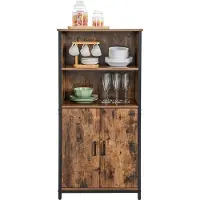 Vasagle Highboard Küchenschrank, verstellbare Regalebene, 2 offenen Fächern