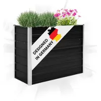 DELUKE Hochbeet für Garten OSKAR Anthrazit | 100x40x77cm | Verzinkter Stahl | Wetterfest | Gartenbeet Kräuterbeet Blumenbeet Beet hoch Frühbeet für Garten Gemüsebeet