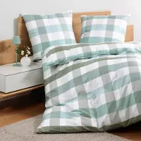 Janine Mako-Satin Bettwäsche moments 98130 salbei mint 155x200 cm + 80x80 cm