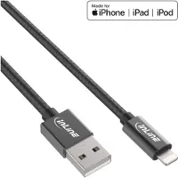 InLine Lightning USB Kabel, für iPad/iPhone schwarz/Alu, 2m MFi-, 2 m, Lightning, USB A, Männlich, Männlich, Schwarz