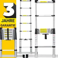 Craftfull Teleskopleiter | Soft-Close-Funktion - Aluleiter - Ausziehleiter - Stehleiter - Mehrzweckleiter - Leiter - Anlegeleiter (3.8 Meter)
