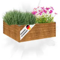 DELUKE Hochbeet aus Cortenstahl AKSEL | unten offen | Pflanzenbeet Metall Gartenbeet Blumenbeet Beet hoch Frühbeet für Garten Gemüsebeet, 100x100x36cm