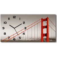 Tulup Wanduhr aus Glas – 60x30 cm - Glasbild - Glasuhr - Gehärtetes Glas - schwarze-zeiger - San Francisco-Brücke