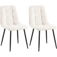 DELUKE 2er Set Esszimmerstuhl FIGAD - Cord Creme 45x55x84 cm | Essstühle Esszimmerstühle Küchenstühle Wohnzimmerstühle