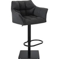 DELUKE Barhocker SIHAR - Stoff Dunkelgrau 64x45x88 cm Schwarz | Barstuhl Höhenverstellbar Mit Lehne Drehbar Tresenhocker Tresenstuhl Kneipenhocker