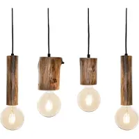 NINO LEUCHTEN Pendelleuchte 4-flg TRONCO 4x Holzpendel, Eukalyptus, 31760446