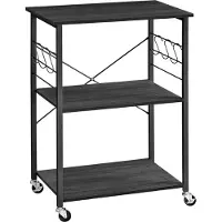 Acaza Küchentrolley – Servierwagen – Küchentrolley auf Rollen – 89 × 60 × 40 cm – Schwarz – Küchenregal – Küchentrolleys