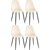 CLP 4er Set Esszimmerstühle Napier gepolstert bis 150 kg belastbar creme Material Samt