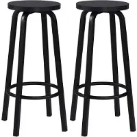 Woltu 2er-Set Barhocker Barstuhl Bistrohocker Tresenhocker runde Sitzfläche aus MDF Gestell aus Metall Schwarz