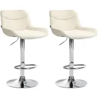 DELUKE Barhocker 2er Set TAMPA - Creme, Stoff, Chrom | Barhocker mit Lehne Barstuhl Tresenhocker Tresenstuhl Kneipenhocker Kneipenstuhl
