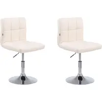 DELUKE 2er Set Barhocker BANGKO - Kunstleder Creme 44x49x74 cm | Barstuhl Höhenverstellbar Mit Lehne Drehbar Tresenhocker Tresenstuhl Kneipenhocker
