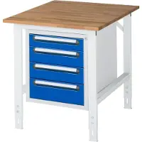 RAU Arbeitstisch 750x1000x760-1080 4xSchub B-Platte 25mm l.gr/e.bl