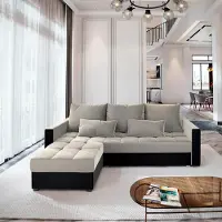 Masseno Ecksofa KOS PIK mit Schlaffunktion L-Form, Sofa mit Bettkasten, Wohnzimmersofa, Couch, Soffa, Bettsofa, Couchgarnitur- Beige, PAROS 02 + KRONOS 07
