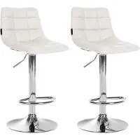 DELUKE Barhocker 2er Set DUBAI - Weiß, Kunstleder, Chrom | Barhocker mit Lehne Barstuhl Tresenhocker Tresenstuhl Kneipenhocker Kneipenstuhl