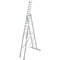 Euroline Premium 30777 Stufen Mehrzweckleiter mit Wandlaufrollen 3-teilig 3x14 Stufen